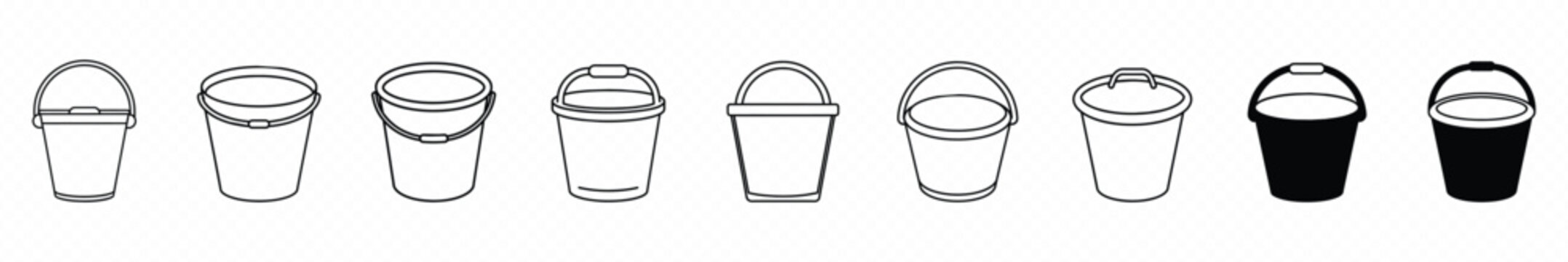  bucket flat icon, Bucket icon designed in a solid style on transparent background, buckets filled outline icon. 