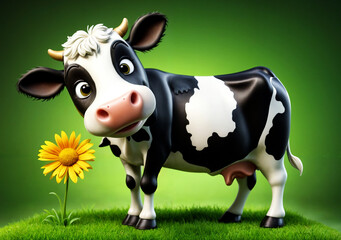 3d render illustration of funny hilarious cartoon character standing on a grassy field looking with surprise express to camera