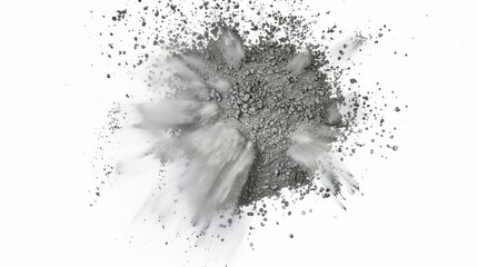 Silver Chalk Powder Explosion on White Background