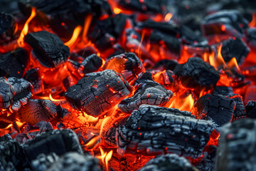Hot coal close up