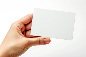 Obraz premium Blank White Card Mockup on Hand created with Generative AI
