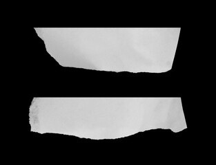 ripped paper isolated on black background.