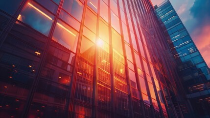 Global Financial Services Headquarters, symbolizing the stability and solidity of the global financial services platform. Office building background.