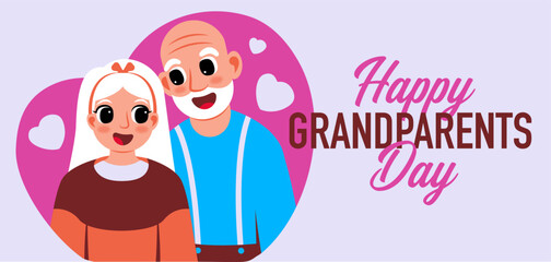 Banner of a loving and happy elderly couple, portrait of grandparents