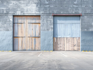 Industrial empty warehouse space with copyspace for text.