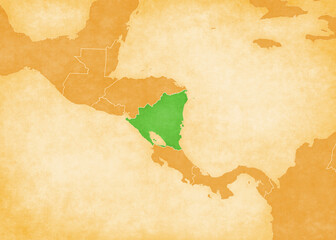 Ocher map of Central America - Nicaragua