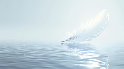 A beautiful, pure white angel feather falls into the lake.真っ白な綺麗な天使の羽根が湖に落ちているGenerative AI