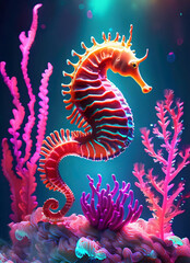 tropical coral reef with seahorse