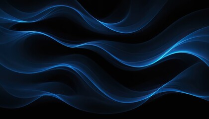 beautiful modern blue wave background with shining lines on dark background