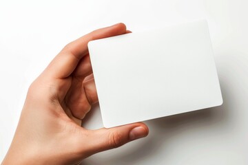 Obraz premium Blank White Card Mockup on Hand created with Generative AI