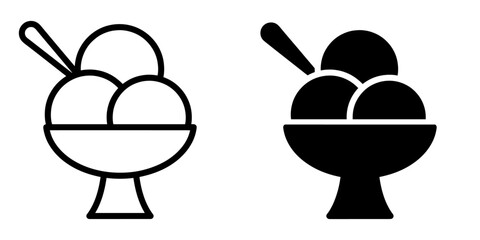 ofvs613 OutlineFilledVectorSign ofvs - ice cream sundae vector icon . icecream sign . isolated transparent . black outline filled version . AI 10 / EPS 10 . g11956