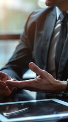 Business man discussing work in professional office setting