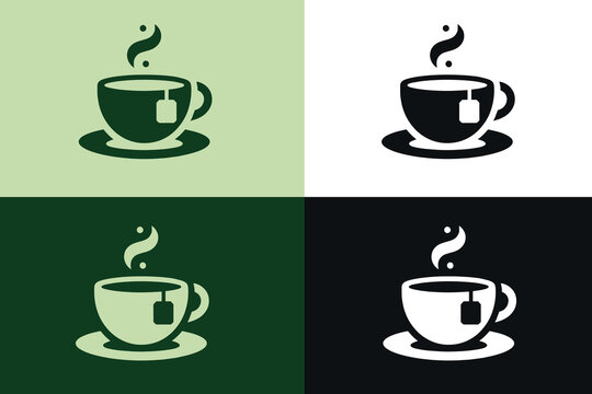 A cup of tea in a bag. Logo, icon. Elegant line art, minimalism