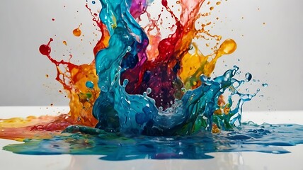 ultra hd 8k multi faded water colors on white background, water colors sprinkling, splashes