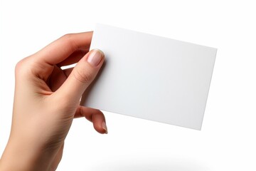 Fototapeta premium Blank White Card Mockup on Hand created with Generative AI