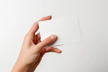 Blank White Card Mockup on Hand created with Generative AI