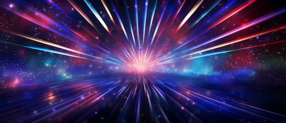 Naklejka premium A colorful, starry background with a bright, glowing light in the center