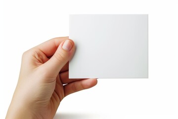 Fototapeta premium Blank White Card Mockup on Hand created with Generative AI