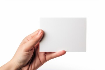 Obraz premium Blank White Card Mockup on Hand created with Generative AI