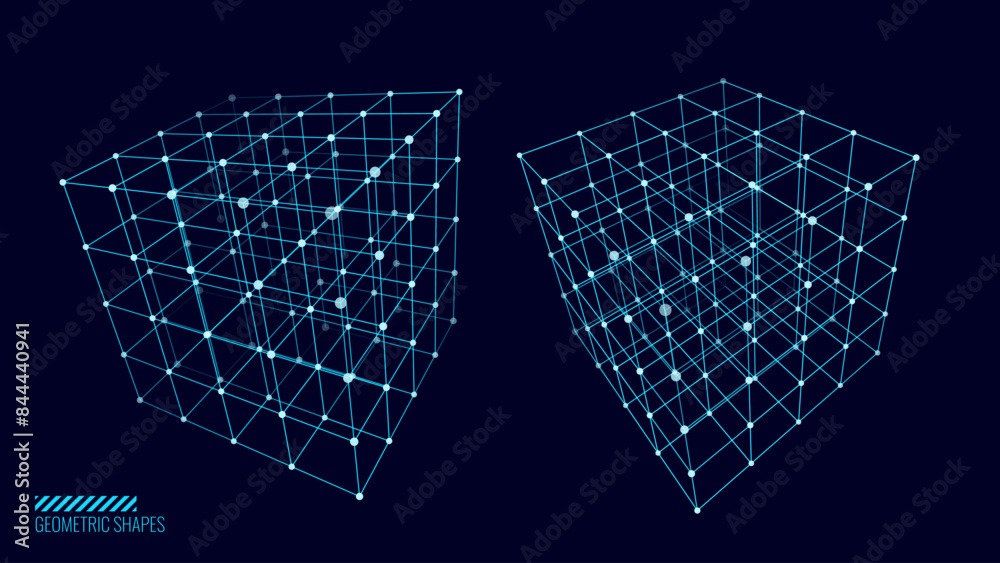 Fototapete Big Data Storage Technology. Abstract Data Cube Background. Modern Technology Banner. Information Server. Data Science Computer Science Algorithms Vector Illustration.