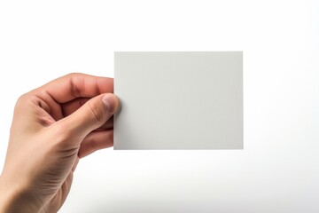 Fototapeta premium Blank White Card Mockup on Hand created with Generative AI