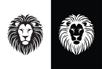 A lion head black white icon vector.