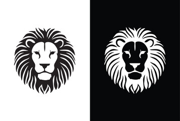 A lion head black white icon vector.