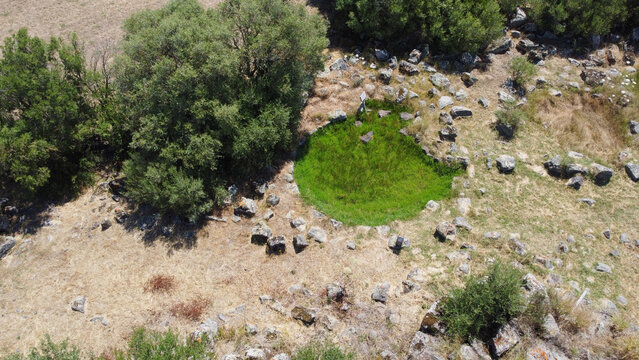 nuraghe and nuragic complex of sa domu beccia in uras in central Sardinia