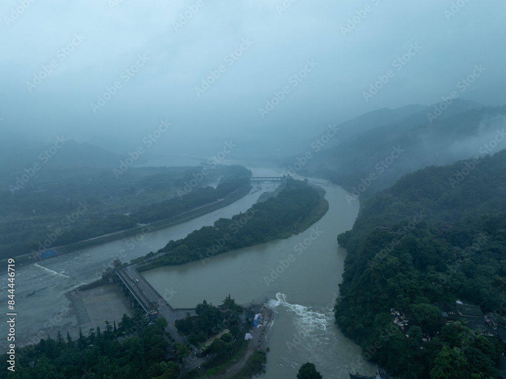Wall mural Aerial view of landscape in dujiangyan,Sichuan province,China - Wall murals