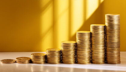 Stacks of coins from lower to high 