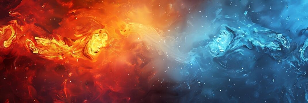 fire and ice on a blue background