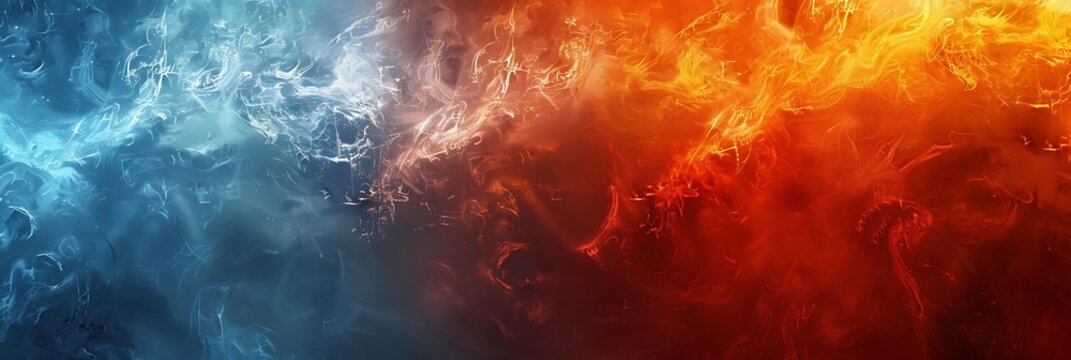 fire and ice on a blue background