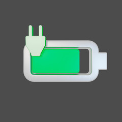 Charging battery icon 3d rendering illustration