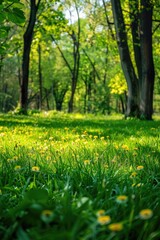 garden grass dandelion sun. Selective focus