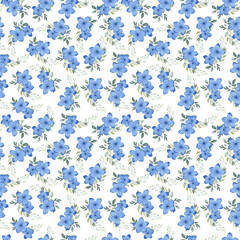 seamless pattern with blue flowers