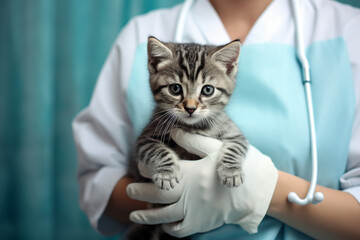 AI generated image of professional veterinarian animal doctor in veterinarian clinic office