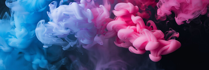 Obraz premium Close-Up of Pink and Blue Ink Smoke background.