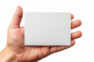 Fototapeta premium Blank White Card Mockup on Hand created with Generative AI