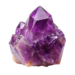 A purple amethyst crystal isolated on transparent background.