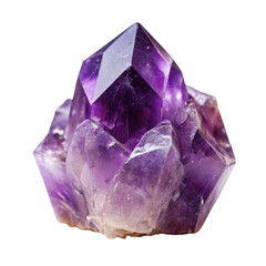 A purple amethyst crystal isolated on transparent background.