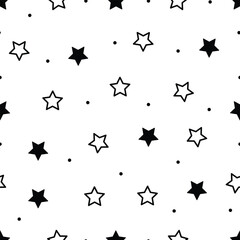 Seamless Black and White Star Pattern