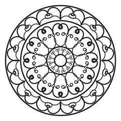 Easy mandala black and white outline - Simple mandala coloring pages - mandala coloring pages pattern vector