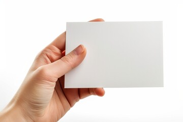 Obraz premium Blank White Card Mockup on Hand created with Generative AI