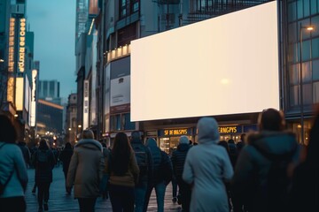 big empty blank big billboard for mock up idea on building, urban cityscape