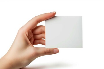 Fototapeta premium Blank White Card Mockup on Hand created with Generative AI