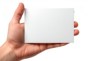 Fototapeta premium Blank White Card Mockup on Hand created with Generative AI