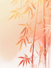 Obraz premium Elegant gold bamboo pattern with intricate leaf design. Soft colors