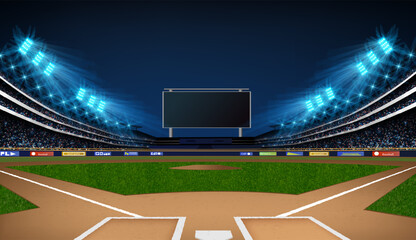 Baseball stadium arena vector illustration. Sport theme design.