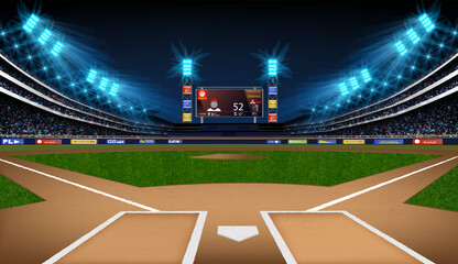 Baseball stadium arena vector illustration. Sport theme design.