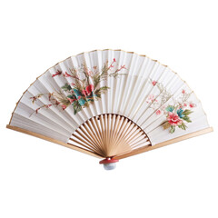 White chinese folding fan. isolated on transparent background.